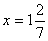 x=1+2/3